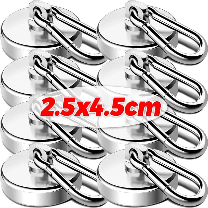 Black Silver Magnetic Carabiner Hooks 360°Rotating Heavy Duty Strong Magnet Hook Kitchen Bathroom Hanging Hangers Organizer Tool