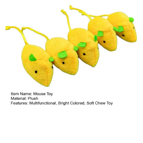 5Pcs Lemon Mouse Cat Toys Catnip Filled Cute Mouse Plush Cat Chew Toy Kitten