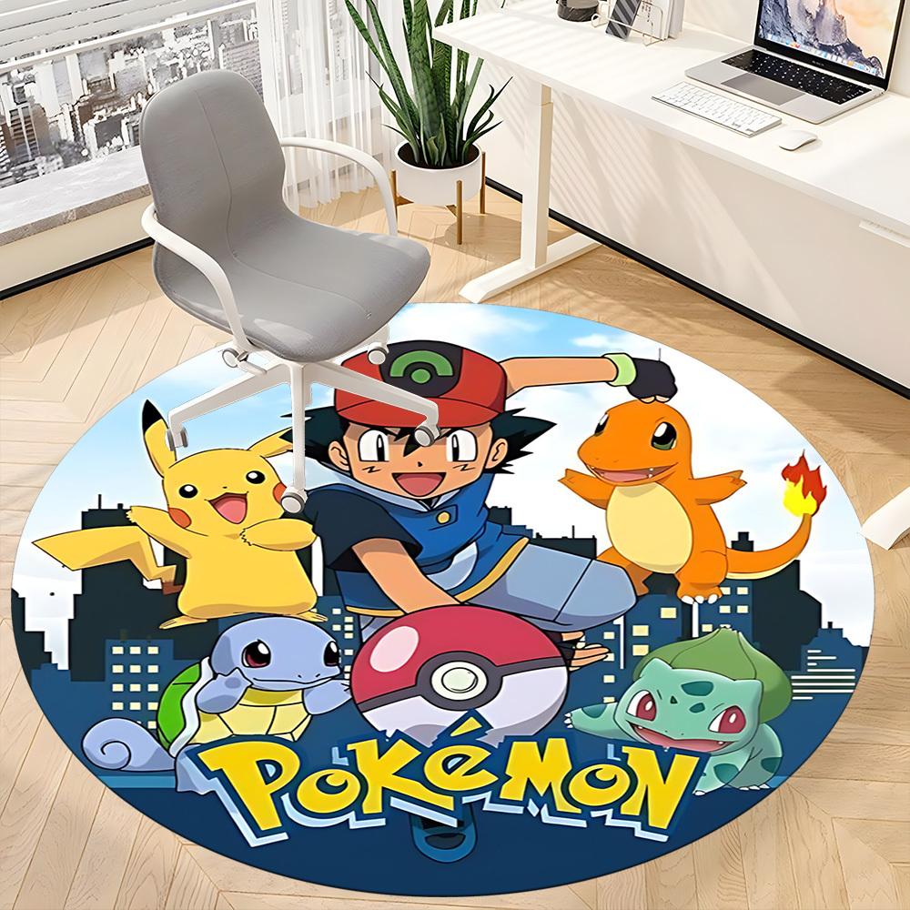 1pcPokemon Characters Office Round Area Rug, Indoor Mat Suitable For Office, Bedroom Living Room Home Decor, Room Deco, Offic a0928171