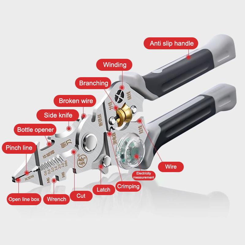 Foldable Wire Stripper With Electricity Measurement Plier For Cutting Pulling Wires Cable Electrician