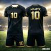 Letní Fotbalový Dres Mbappé Č. 10 Color-Block Potisk Dospělý/Děti Styl Rodič-Dítě Rychleschnoucí Tričko a Šortky Sportovní Set