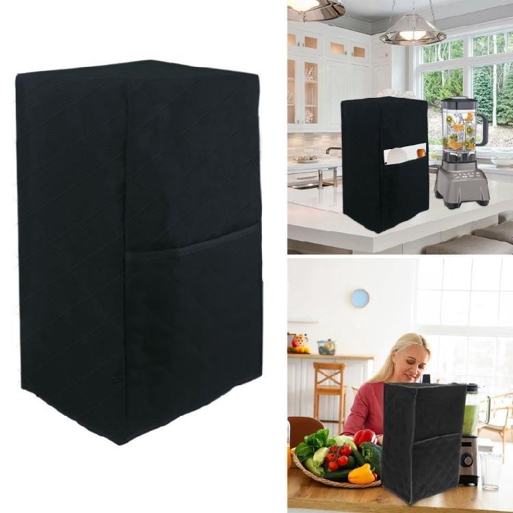 Blender Juicer Dust Cover With Soundproof Design Practical Storage Pocket Black Quilted Fabric Kitchen Appliance Cover