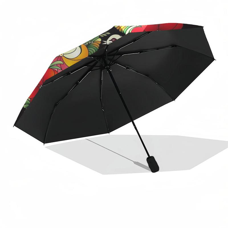 1pc Birds, Flowers, Folk Art Umbrella with Plastic Handle,Compact & Stylish,Suitable for All Seasons YS331009