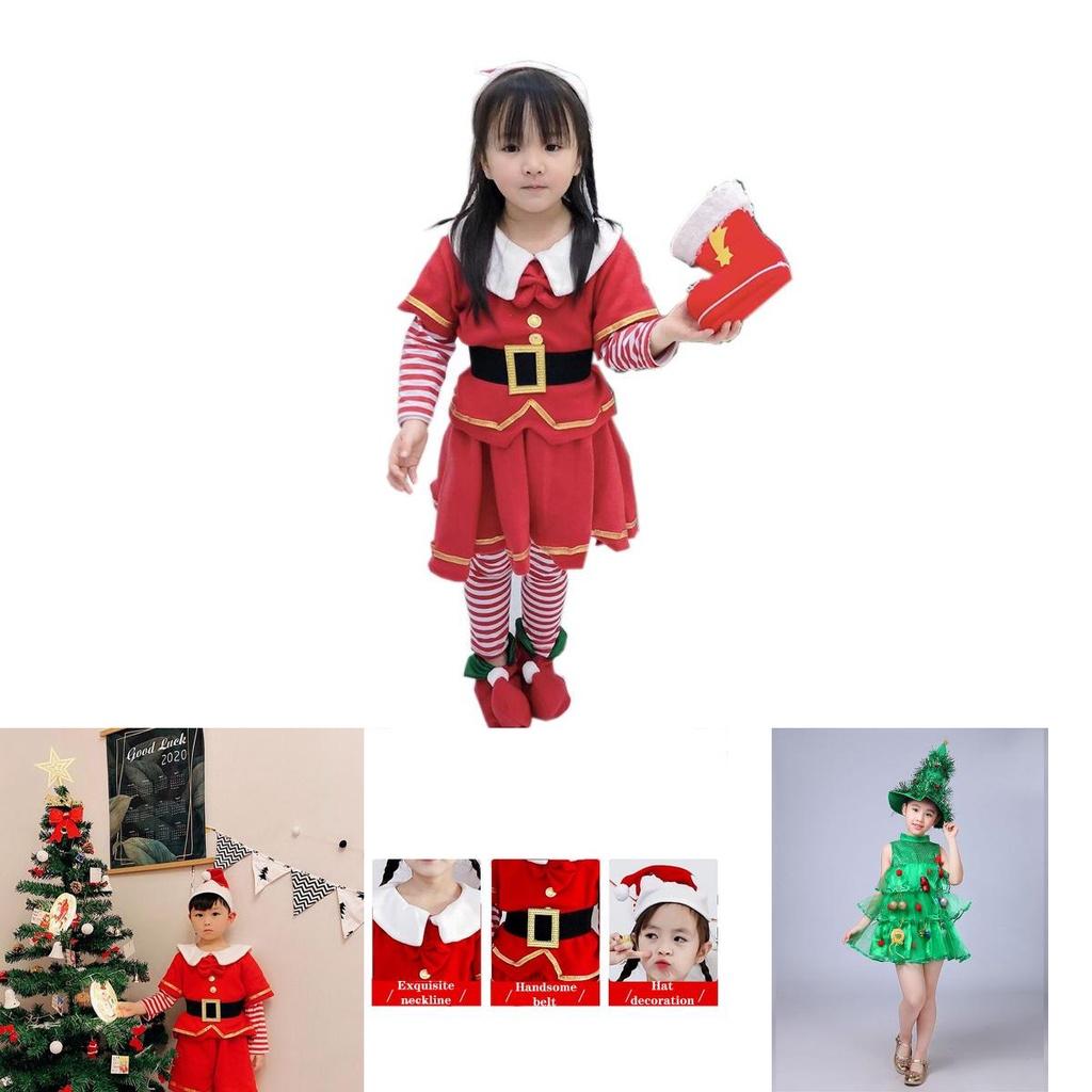 Deliziosi Costumi da Albero di Natale Per Bambine Outfit Elegante per Bambini Con Adorabile Cappello