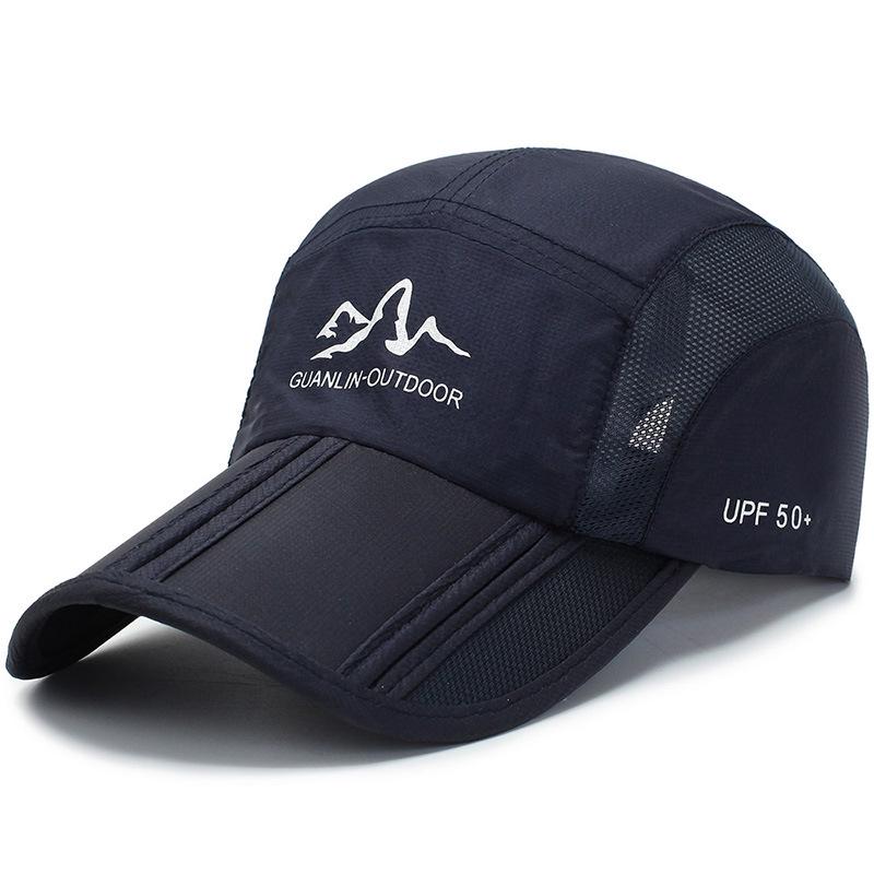 RongGuang Wholesale Fashion Quick Dry Polyester Breathable Foldable Unisex Sports Caps Baseball Caps Sun Hat for Ridding чёрный