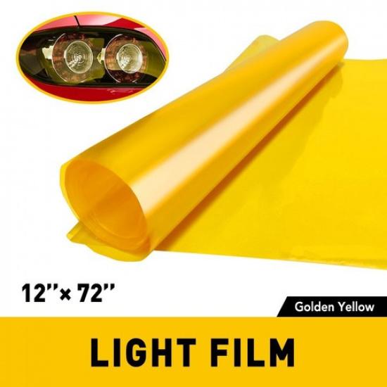 12 X72  Gloss Headlight Tint Film Taillight Vinyl Wrap Fog Light Golden Yellow