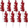 8pcs Red Berries Decor Artificial Christmas Bouquet Simulation Berries Picks For Xmas Party Decor Holiday Scene Setting Fake
