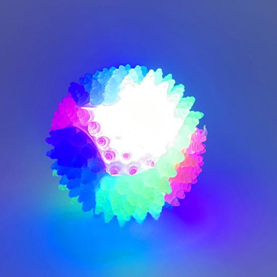 Yousheng Stachelball Hundespielzeug mit LED Bissfest Quietschend Leuchtend Regenbogenball Interaktives Spielzeug Kleine Mittlere Große Hunde Zahnen Reinigung Kauen