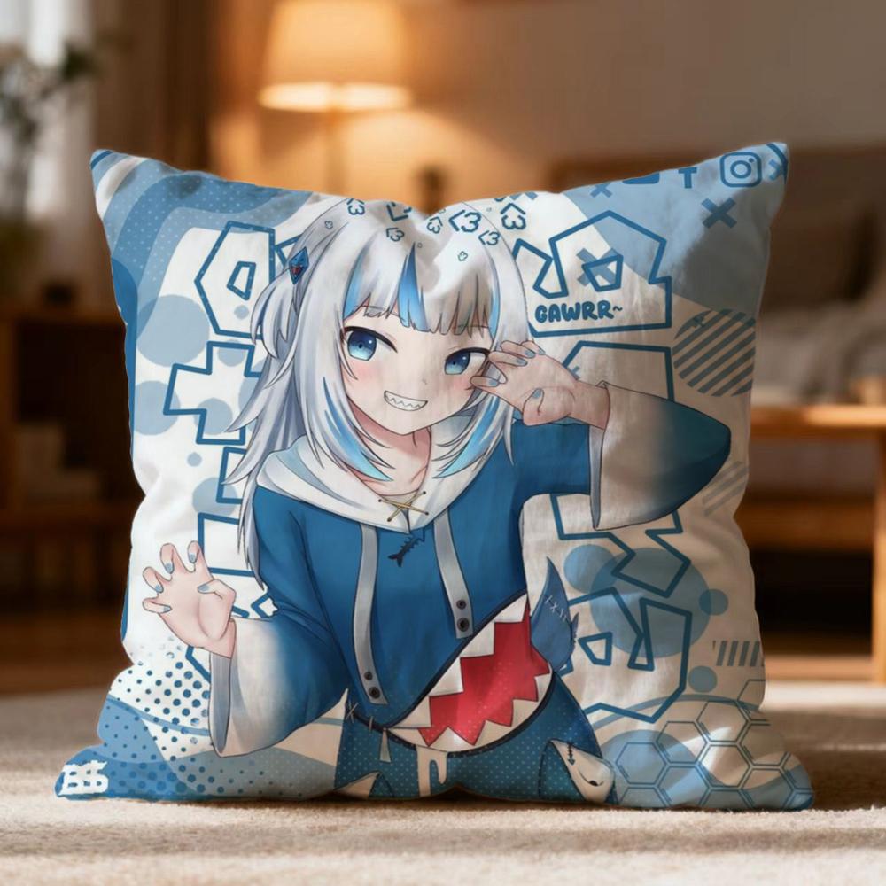 Popular G-GGawr Gura Cushion Cover Soft Washable Pillow Case Multi-Scene for Couch Bed Travel Office Use