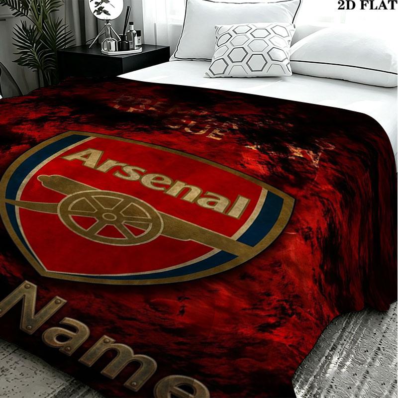 1PC Arsenal F Custom Name Patterned Flannel Blanket Suitable For All Seasons for Home Decor Warmth and Comfort Gifts Holiday Present