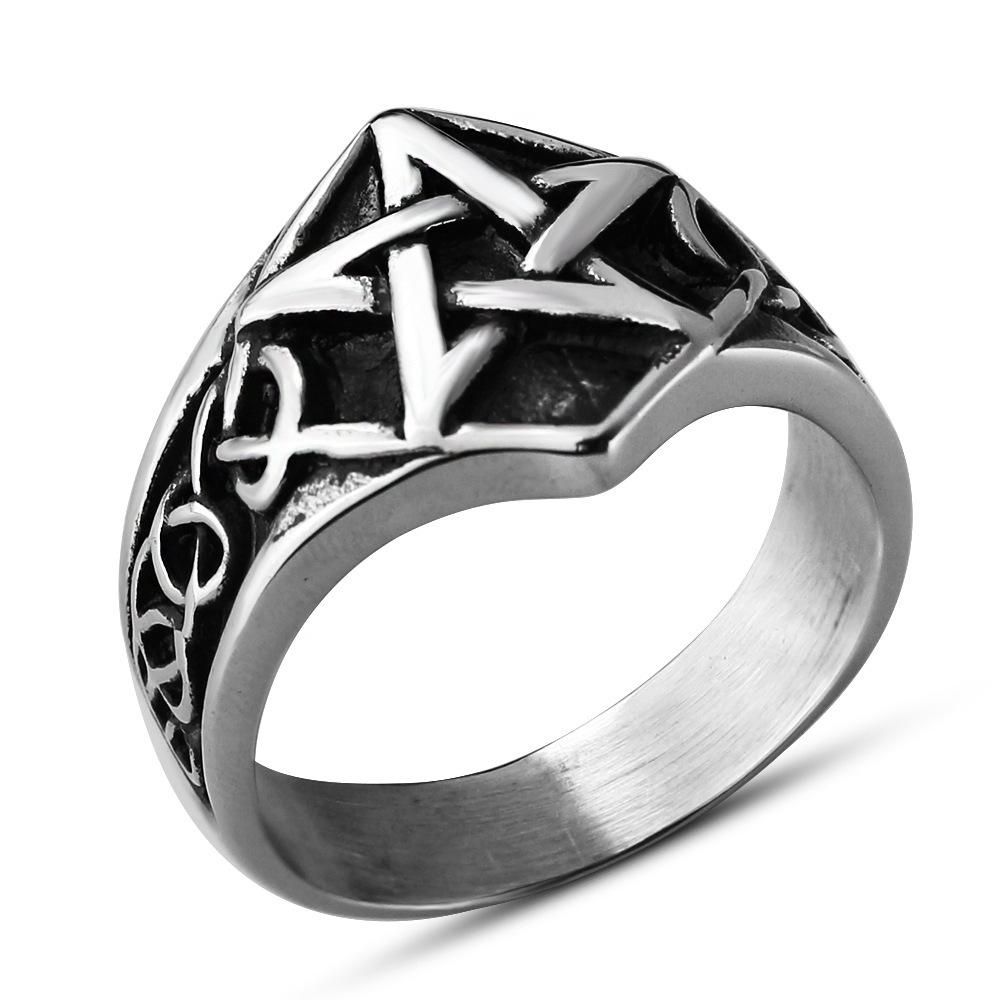 Pentagram Hip-hop Series Men's Retro Simple Ring