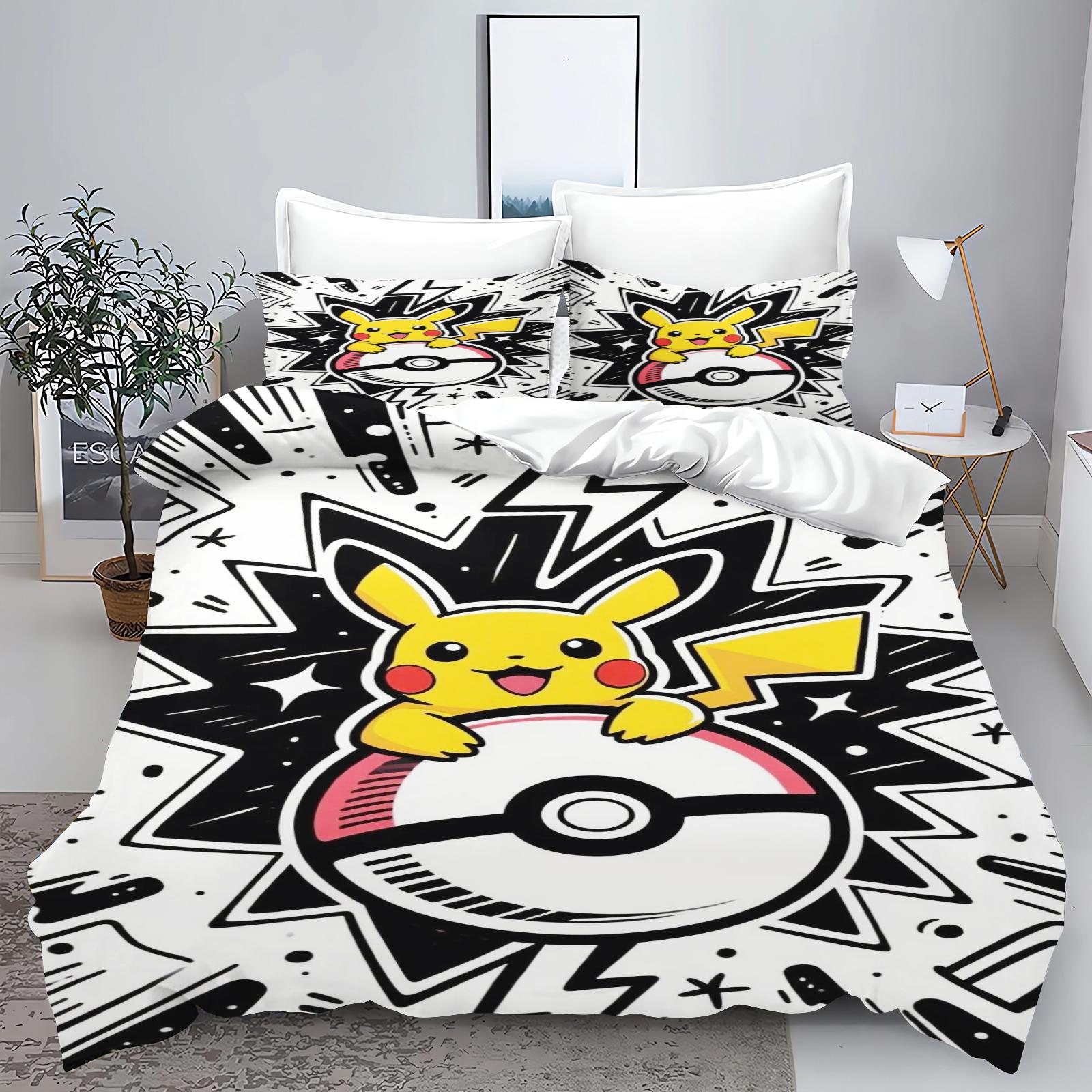 

PokéMon Tuya Anime Home Bedroom Comforte Nordic polyester material suitable for children and adults 3-piece set EU Single(135*200cm)3pcs