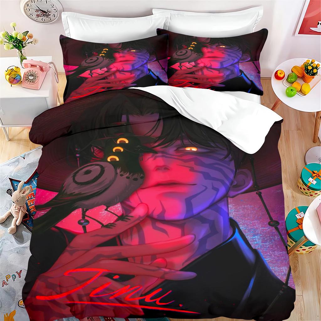 KPop Demon Hunters Anime 100% Polyester Bedding Set Duvet Cover Set Printed Cartoon Home Decor