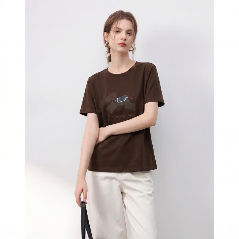Demana Little Horse Embroidered Cloud Cotton Loose Fit T-Shirt