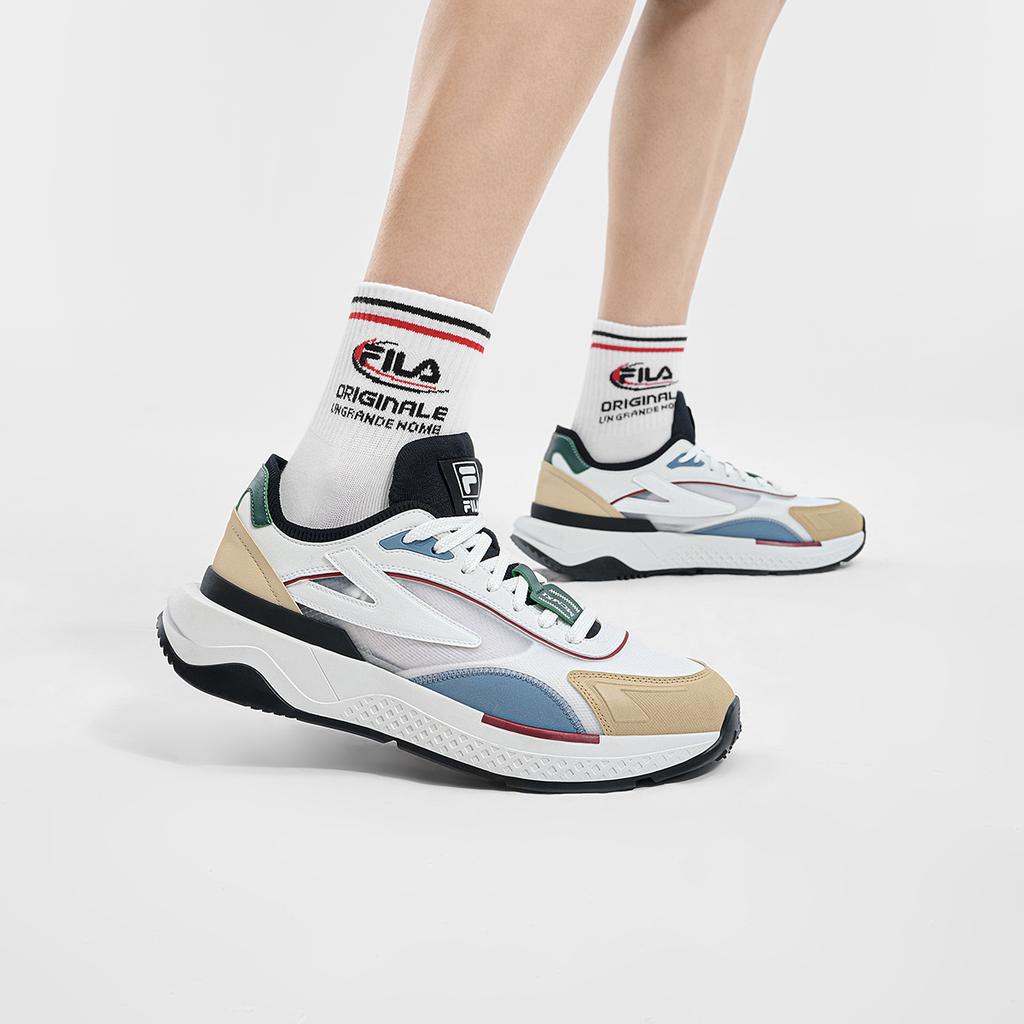 FILA Pioniere Versatile Fashion Comfortable Synthetic Leather Low-Top Casual Urban Commuting Running Shoes Men sneaker Beige F12M423109FBB