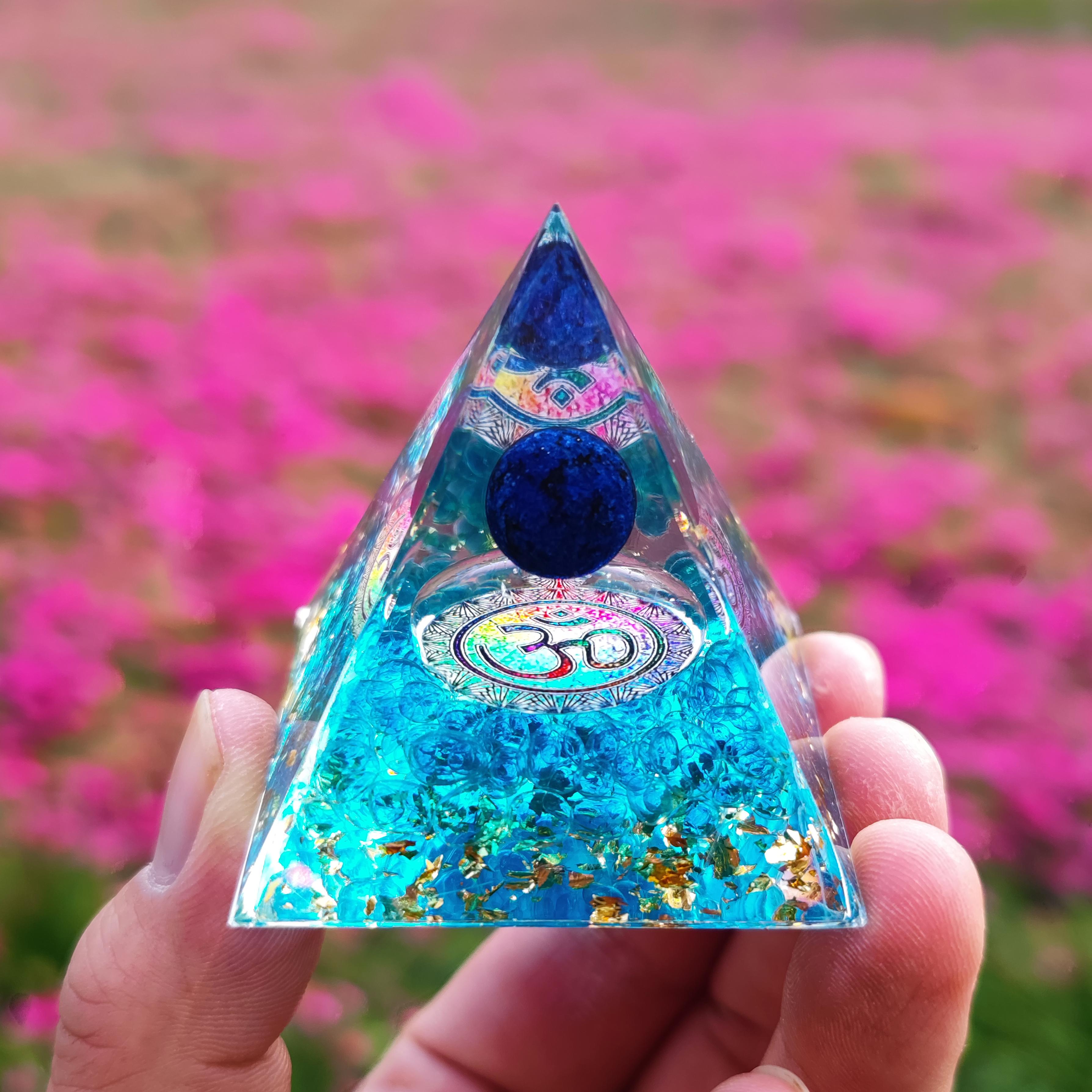 Natural Stone Amethyst Crystal Energy Generator Orgone Pyramid for E-Energy Protection Healing Meditation Orgonite Crystal Chakra