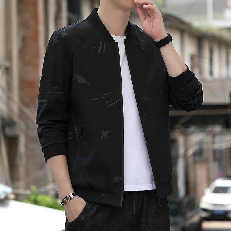 Spring and Autumn Jacket Men's 3D New Casual Solid Color Zipper Jacket Men's