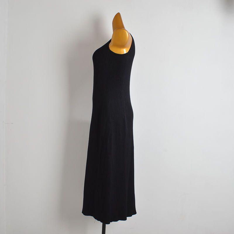 Spring and Summer Simple New Round Neck Knitted Dress Women Clothes Waist Hugging Slimming Sleeveless Vest Long Dress