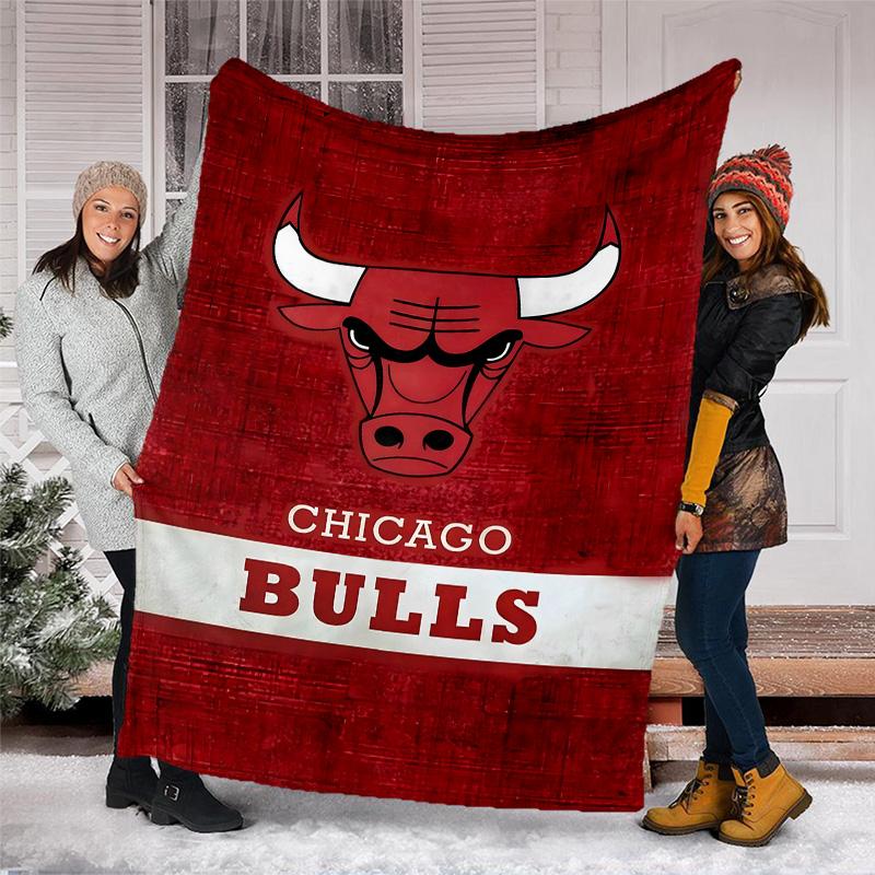 1pc Chicago Bulls Theme Blanket - Digital Print, Polyester, Cozy for All Seasons, Perfect for Outdoor, and Travel