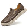 2025 Summer New Hallow Breathable Driving Shoes Man Fashion Casual Solid Color Leather Sandals Designer Shoes Man