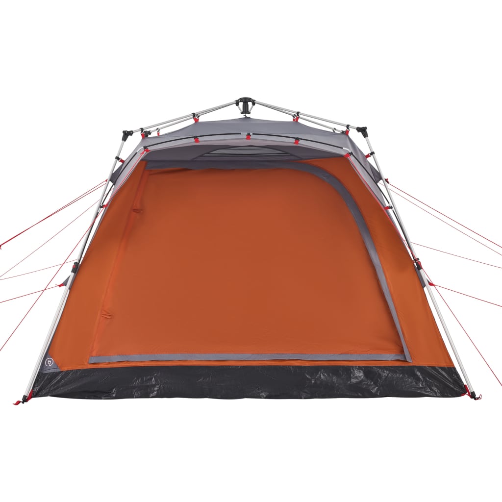 4 Person Camping Tent in Grey and Orange with Quick Release System