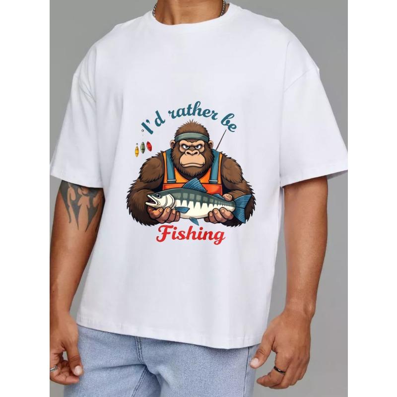 Rybářské tričko bílé Raději bych rybařil Grafický potisk pro outdoorové aktivity a běžné nošení