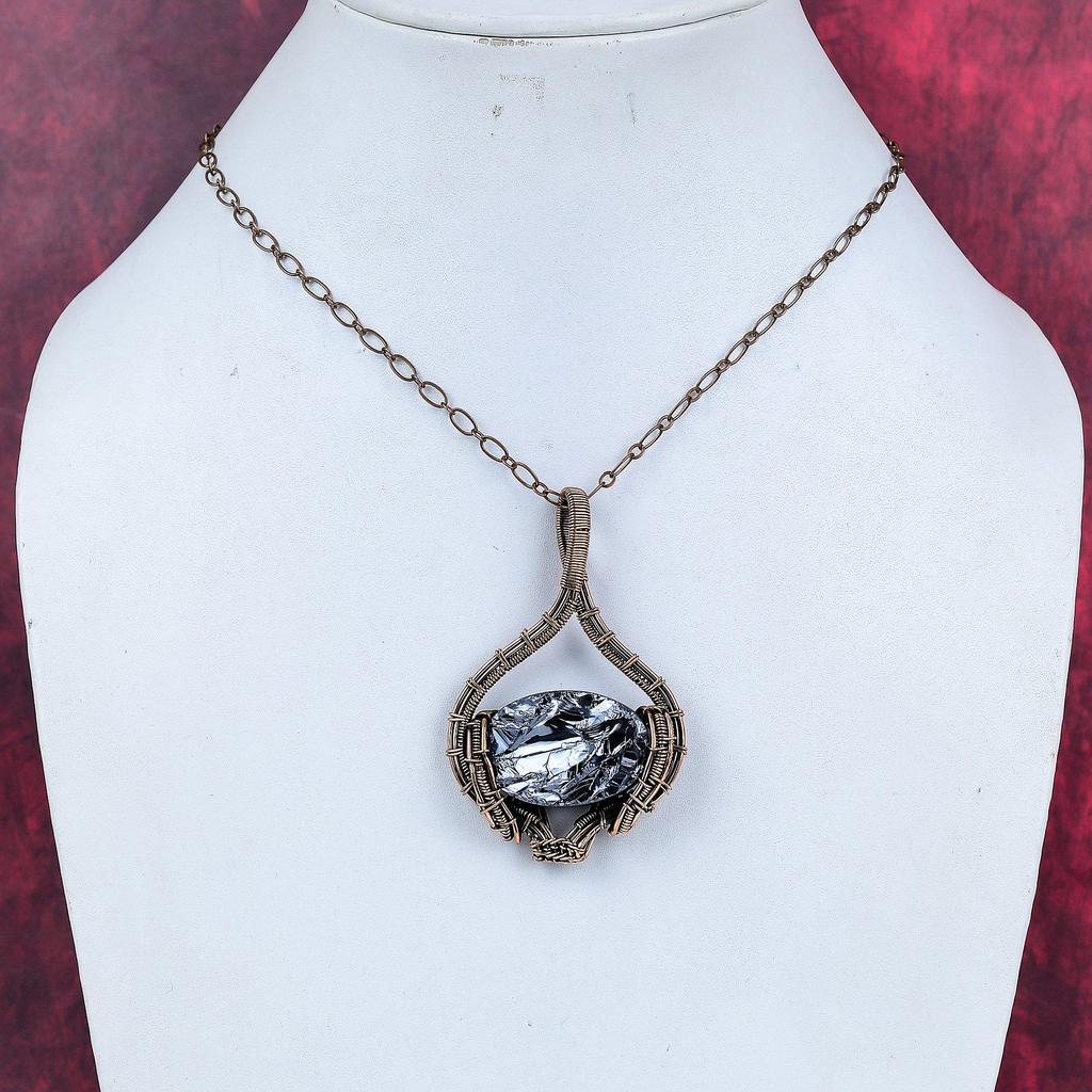 Shungite Rough Pendant Copper Wire Wrapped Jewelry Handmade Pendant Gemstone Pendant Copper Wire Wrap Pendant Gifts for Mom Designer Jewelry