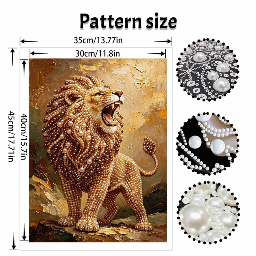 Lion Pearl Painting DIY Handmade Pearl Painting Art Highend Gift Home Decoration