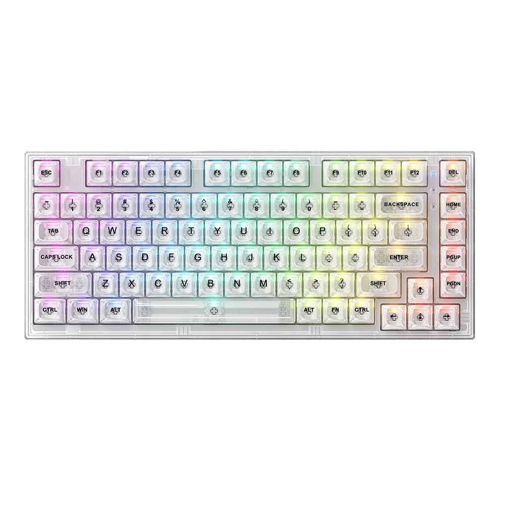 82 Keys Mechanical Hotswap Keyboard 3 Modes Crystal Gaming Keyboard Bluetooth-compatible RGB Light Hot Swap for Desktop Computer