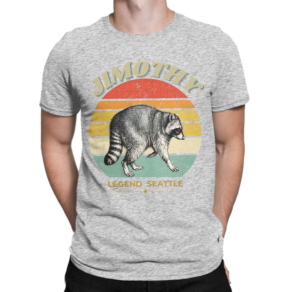 Jimothy Raccoon Seattle Viral Raccoon T Shirt Unisexs 100 Cotton Humorous Tshirt Round Collar Tees Short Sleeve Clothing Summer