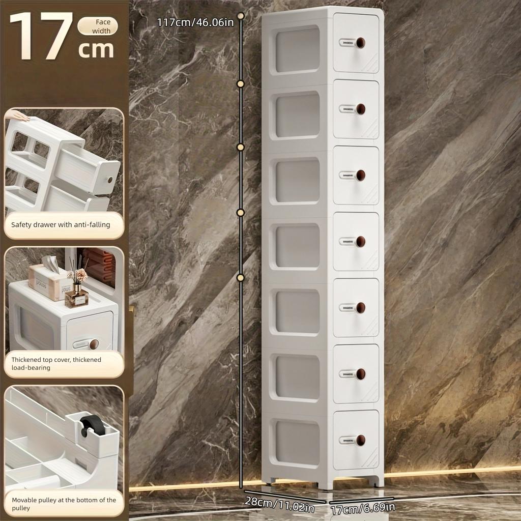 17 Cm Drawer-type Slit Storage Cabinet Ultra-narrow Slit Cabinet for Refrigerator Multi-layer Storage Rack for Bathroom