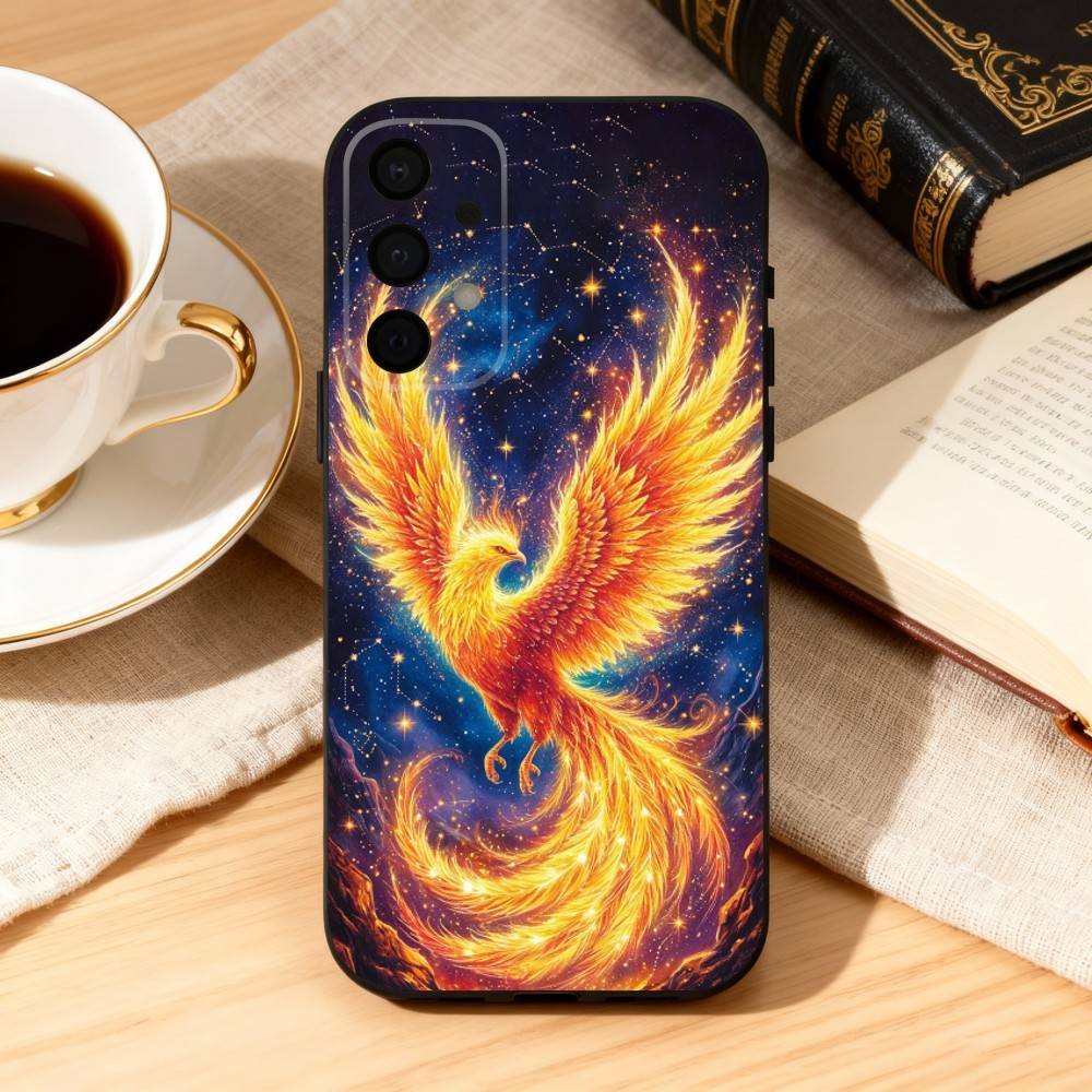 Cool Art Phoenix  Phone Case For Samsung Galaxy A73,A72,A71,A70,A53,A52,A51,Soft Silicone Black Cover
