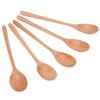 5PCS Wooden Spoon with Long Handle Soup Spoon for Barbecue Camping Party Home KitchenWood Color
