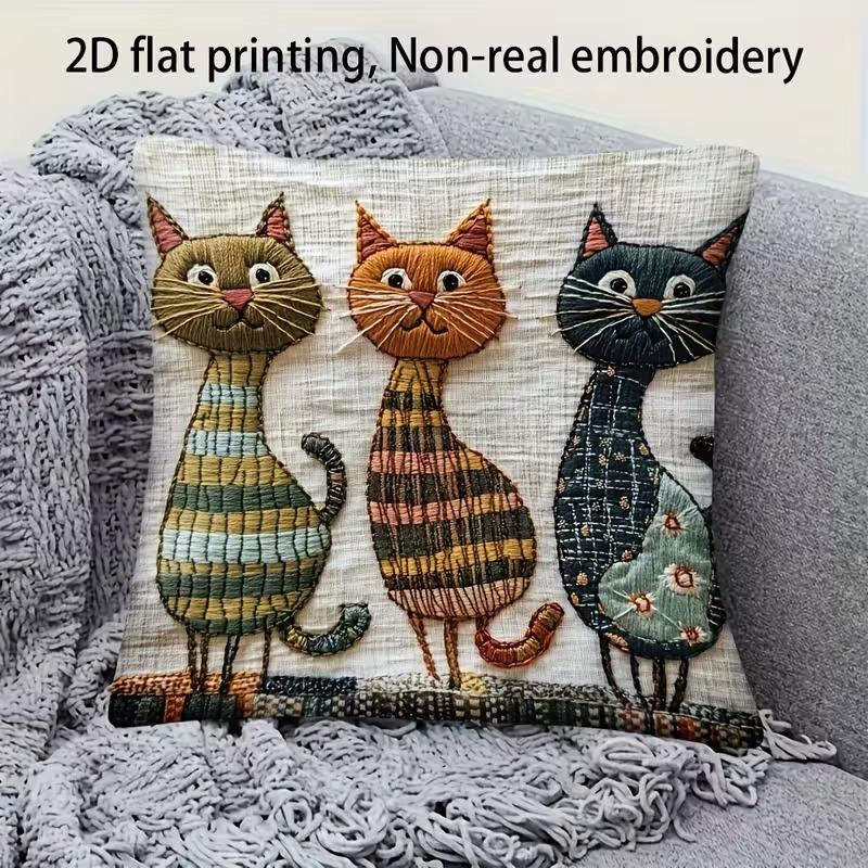 Cute Animal Print Pillowcase with Floral Elements for Sofa Cushion