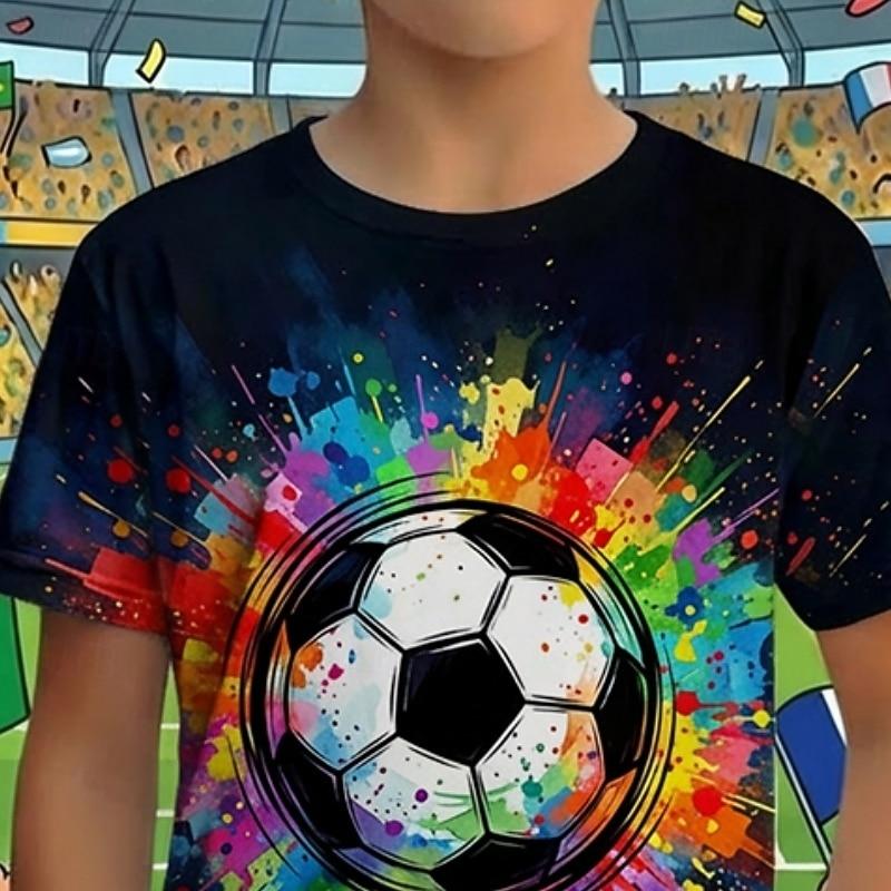 Boys' Graphic Football T Shirt Tee Short Sleeve Summer Spring Sports Fashion Kids Crew Neck Casual Daily Outdoor Regular Fit