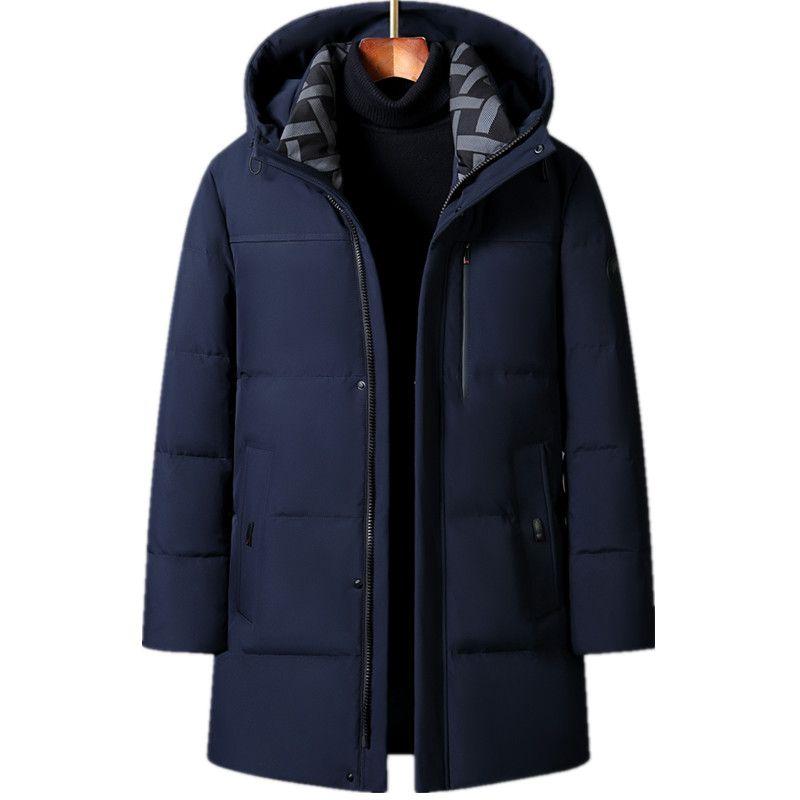 Middle -aged and Elderly Down Jackets Men's Medium -long Long Models Thick Warm Winter Hair Collar Jacket