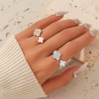 Four Leaf Clover Ring for Women, Niche, Light Luxury, High-end, Non Fading, Index Finger Ring, Simple and Versatile Ring