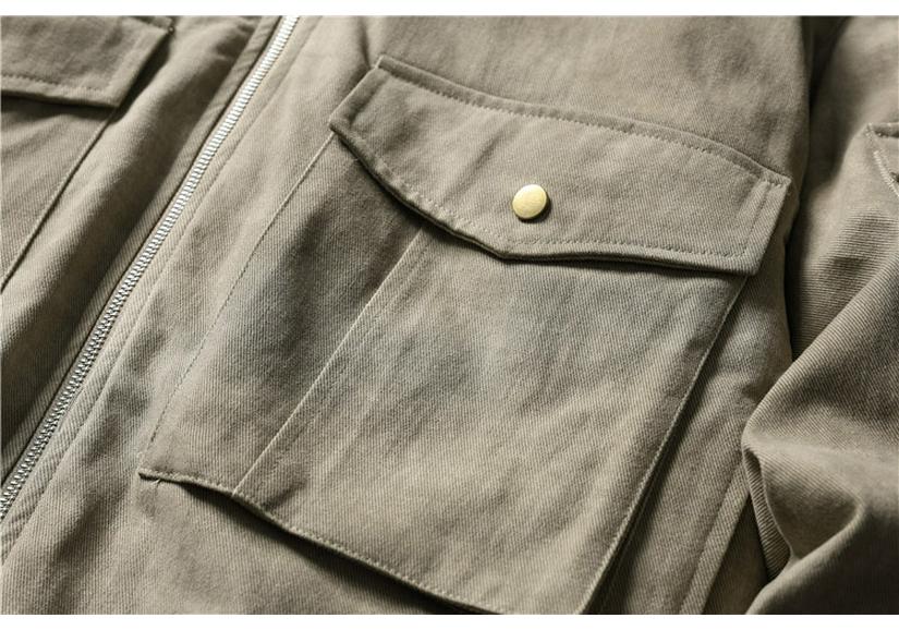 QIYOU Winter 2025 American Retro Stand Collar Cotton Jacket with Large Pockets