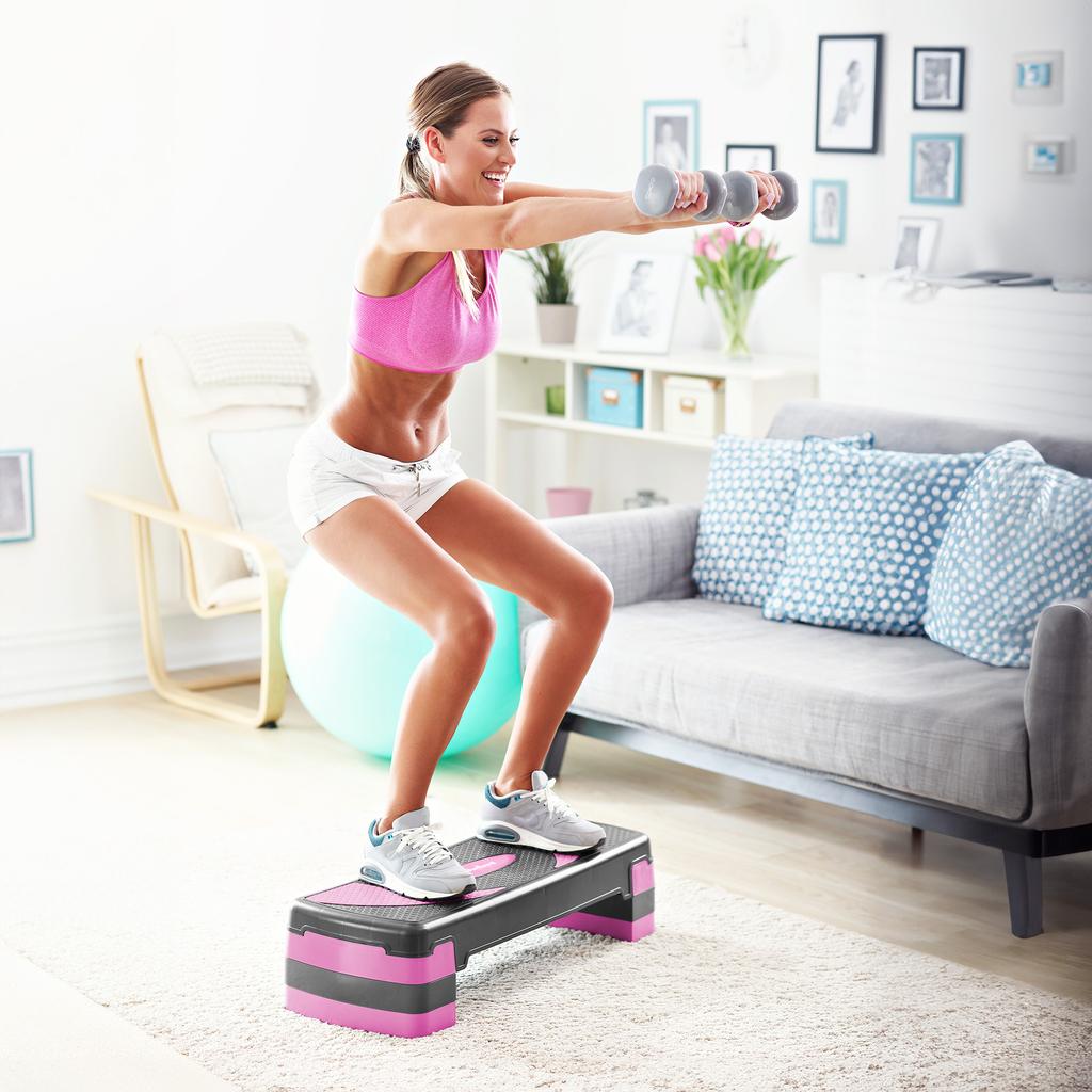 Aeróbic Step 78 Cm Ejercicios de Fitness 3 Niveles Plataforma Modular Ajustable