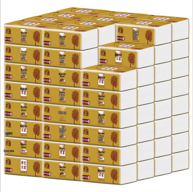 In-Stock Facial Tissues: 80 Packs of Thickened, Virgin Wood Pulp Pull-Out Car and Face Towels
