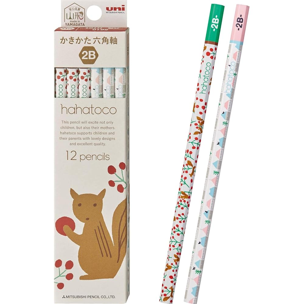 Mitsubishi Pencil Drawing Pencil Hatoko HT01 2B Hahatoko Squirrel & House 1 dozen K56102B