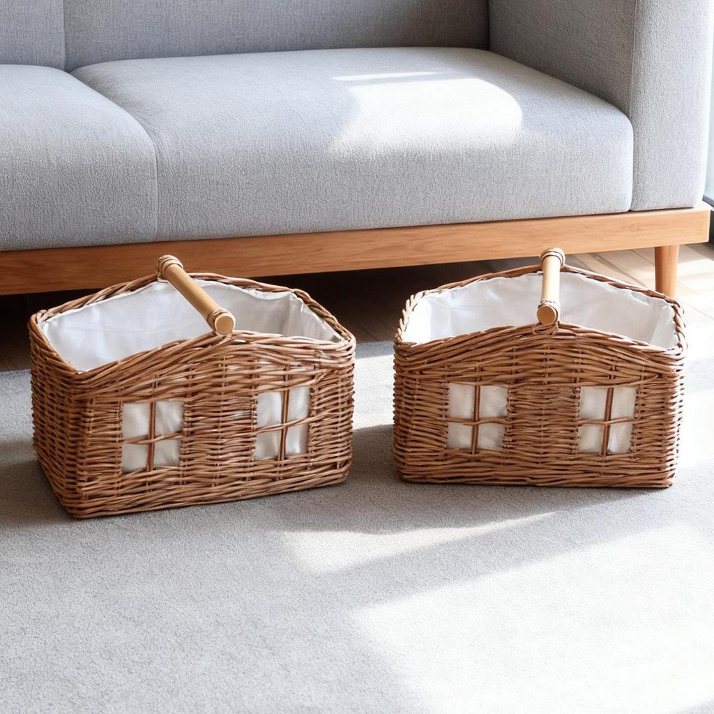 Retro Hand-Woven Laundry Hamper with Handle - Large Capacity Basket for Bathroom & Balcony