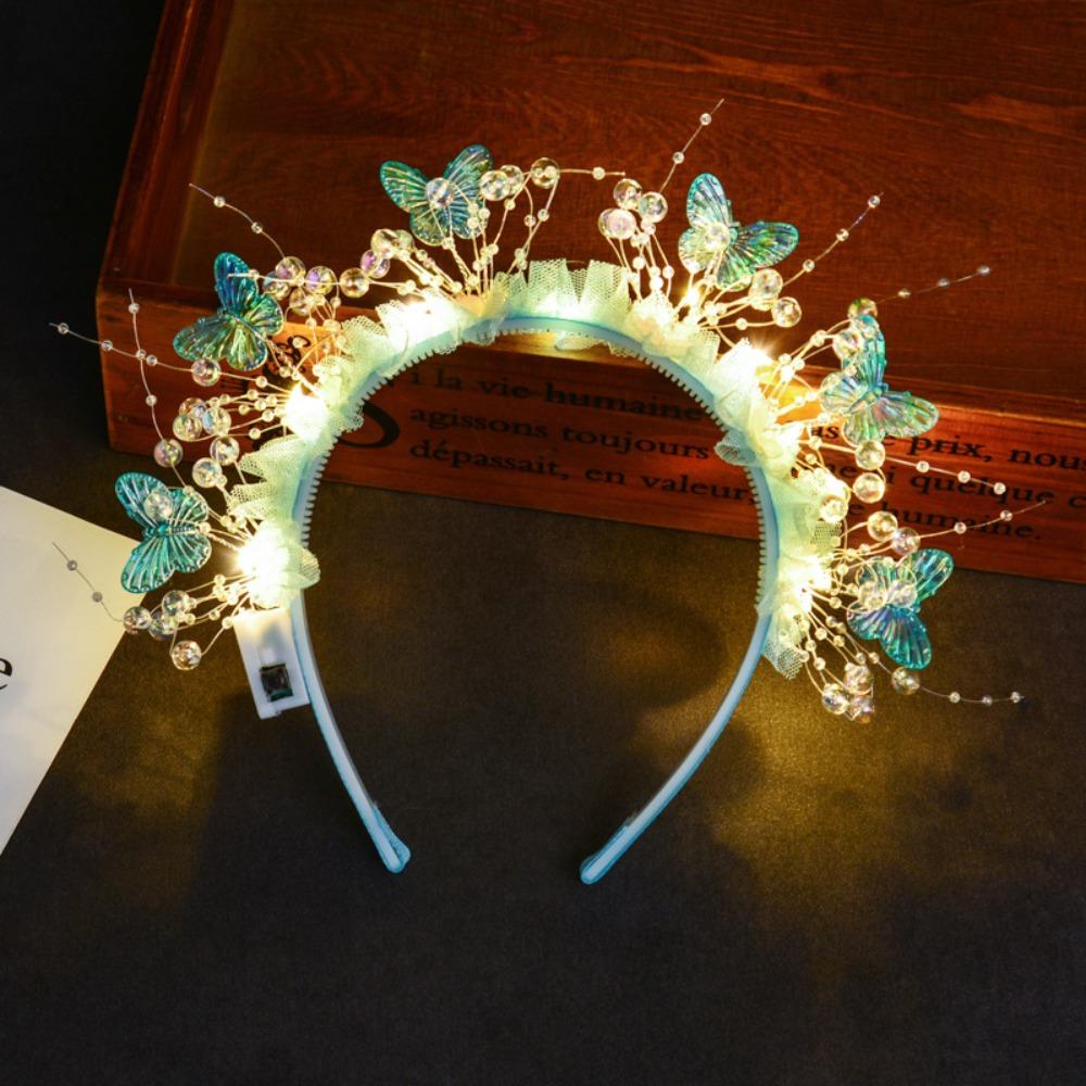 Butterfly Decoration LED Light-Up Hairband Sweet Flower Headband Birthday Party