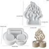 NEW 1set Silicone Candle Holder Mold With Fire Shaped Ornament Mold Silicone Tealight Mould For Plaster Concrete Resin Casting