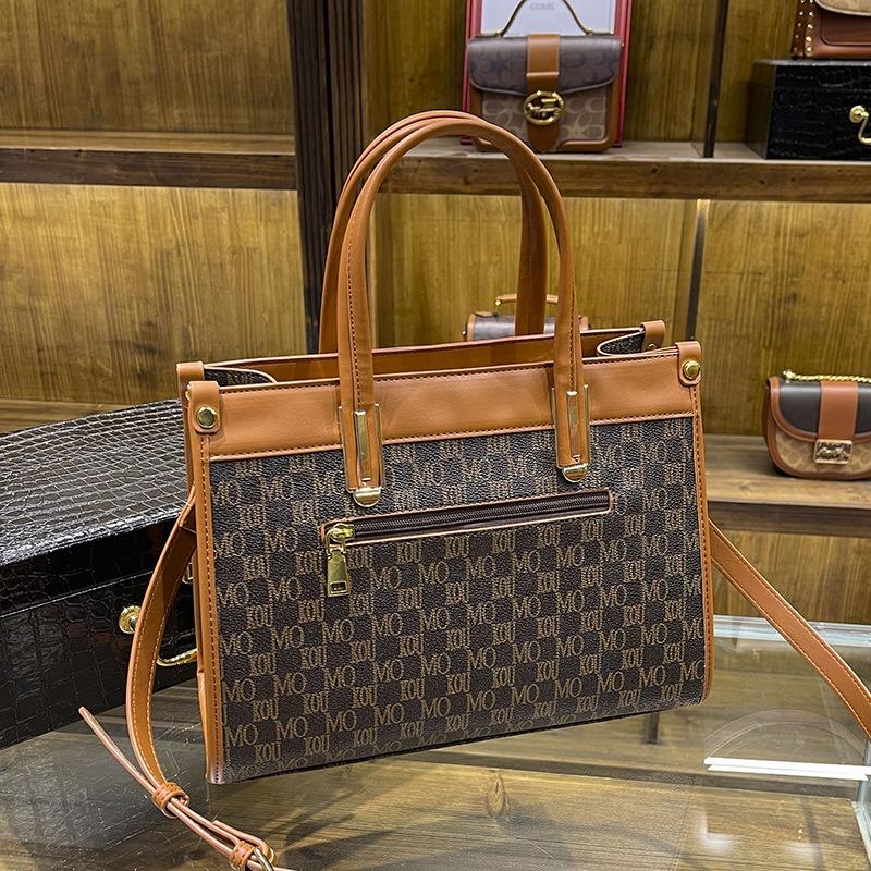 New trendy women's bag retro letter printing handbag versatile commuter women's tote bag shoulder messenger bag