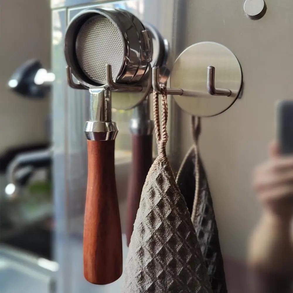 Stainless Steel Hook Wall Rack Selfadhesive Coffee Portafilter Rack Handle Storage Rack Coffee Bottom Filter Holder Tools
