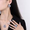Jewelry Copper Gold-Plated Simulation Color Treasure Royal Sapphire Shine Diamond-Encrusted Ladies Pendant Set 8 * 10