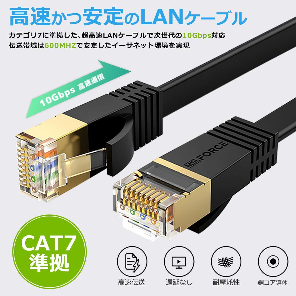 Cavi LAN per PMI Giapponesi CAT7 Conforme 10Gbps 600MHz Cavo LAN Categoria 7 Tipo Rotondo Tipo Piatto Cavo di Rete Connettore Placcato Oro Alta Velocità ec7f 1