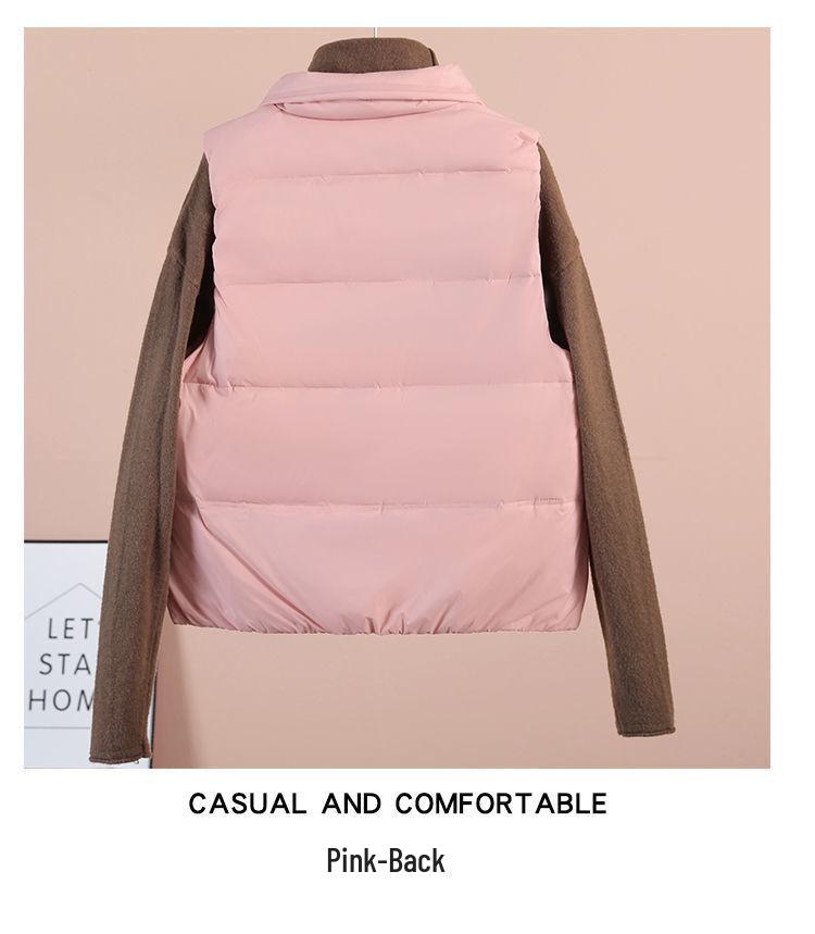 Women's Fashionable Winter Down Vest - Korean Style, Petite, Short Length