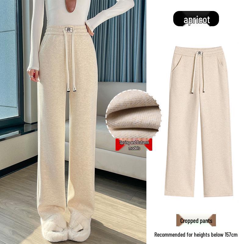 

Women s High-Waisted Wool Blend Herringbone Wide-Leg Pants - Extra Thick, Velvet, Autumn/Winter Casual Wear 2XL (125-135 lbs, upgraded fabric)